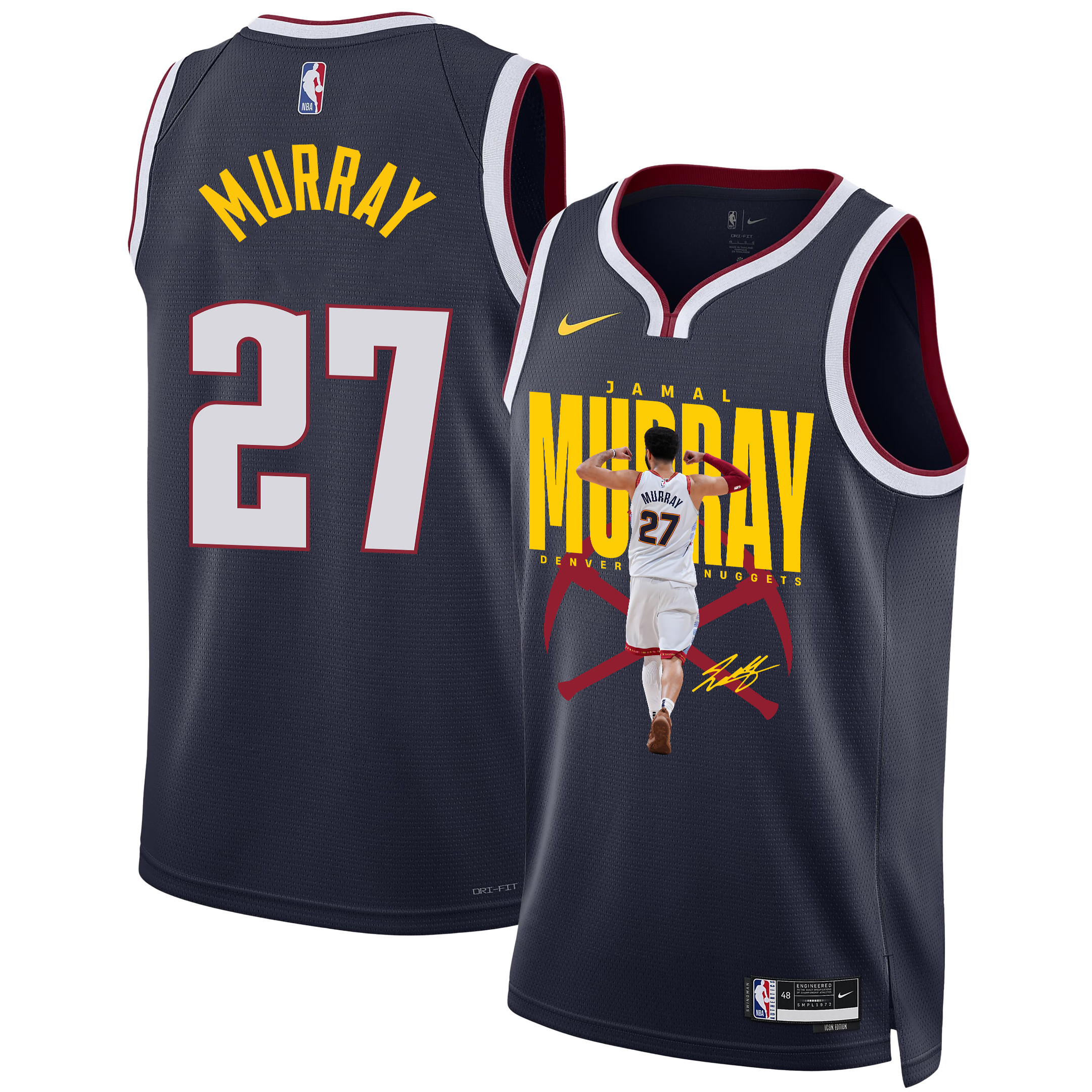 Jamal Murray 27 Denver Nuggets Fastbreak Phenom 2023 Champions Swingman Black NBA Jersey Men's