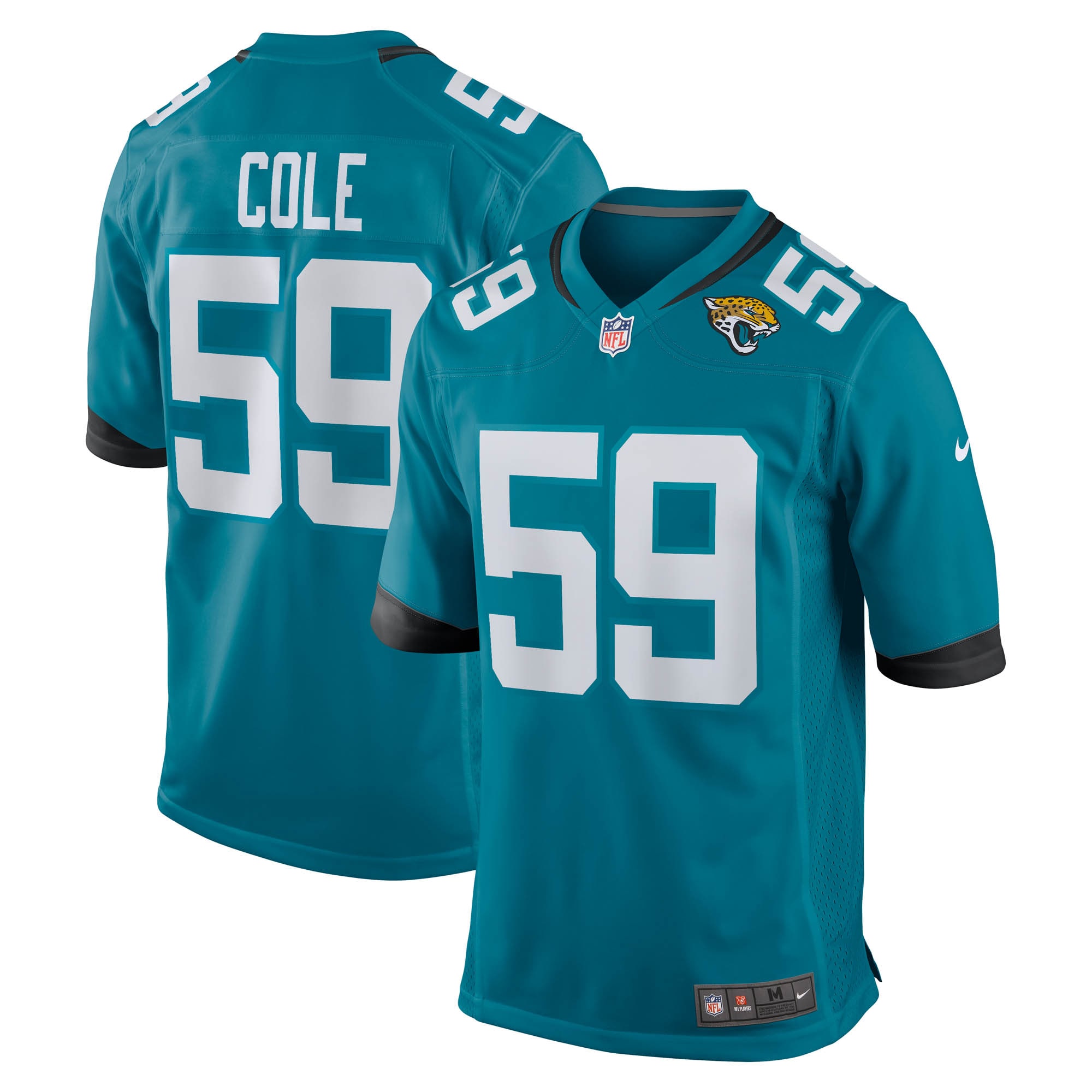 Jacksonville Jaguars Myles Cole Teal Team Game NFL Jersey Men's