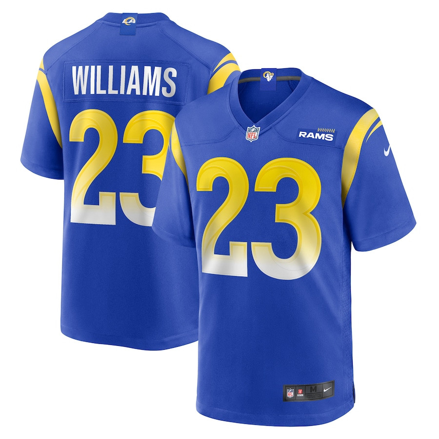 Kyren Williams 23 Los Angeles Rams Game Player Royal NFL Jersey Men's