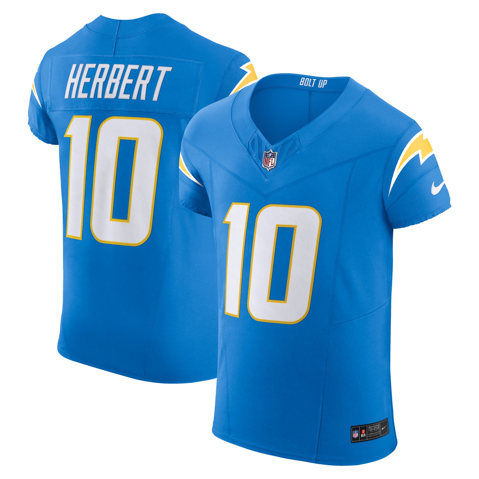 Los Angeles Chargers Justin Herbert Powder Blue Vapor F.U.S.E. Elite NFL Jersey Men's