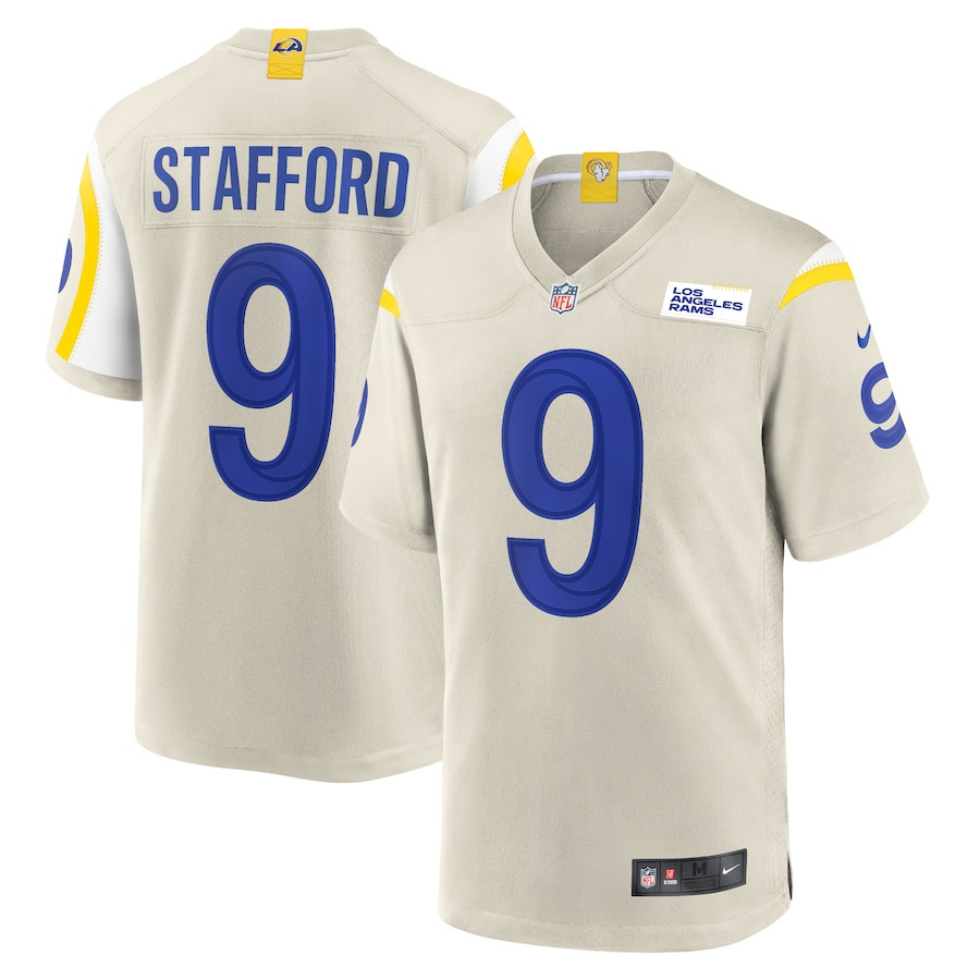 Matthew Stafford 9 Los Angeles Rams Game Bone NFL Jersey Men's