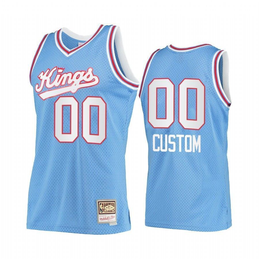 Custom 00 Sacramento Kings Blue Hardwood Classics NBA Jersey Men's