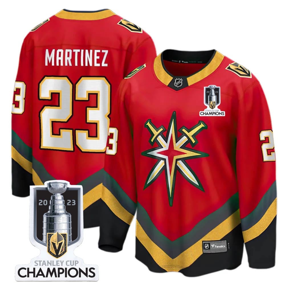 Alec Martinez 23 Vegas Golden Knights 2023 Stanley Cup Champions Patch Reverse Editon Red NHL Jersey Men's