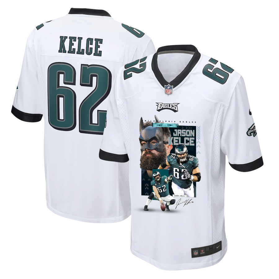 Jason Kelce 62 Philadelphia Eagles The Fat Bat Game White NFL Jersey Men's