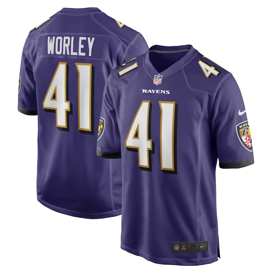 Daryl Worley 41 Baltimore Ravens Team Game Purple NFL Jersey Men's