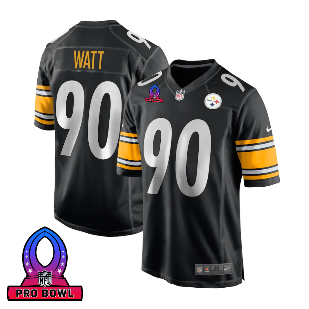 T.J. Watt 90 Pittsburgh Steelers 2025 Pro Bowl Patch Game Black NFL Jersey Men's