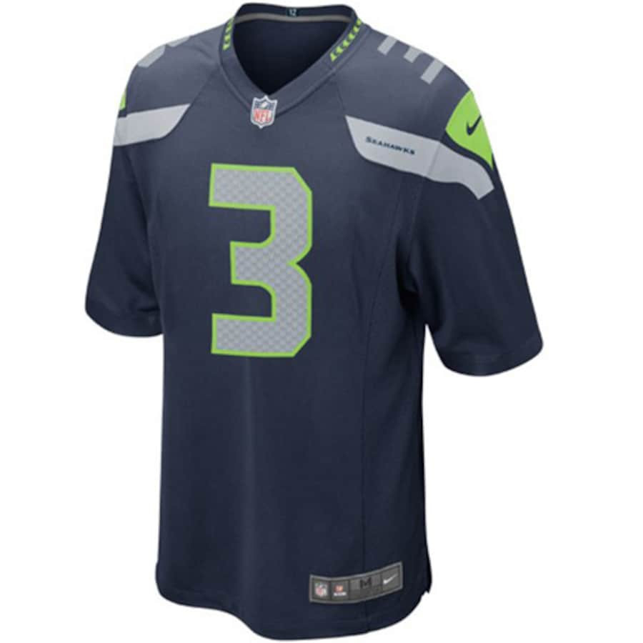 Russell Wilson 3 Seattle Seahawks Team Color Game College Navy NFL Jersey Youth