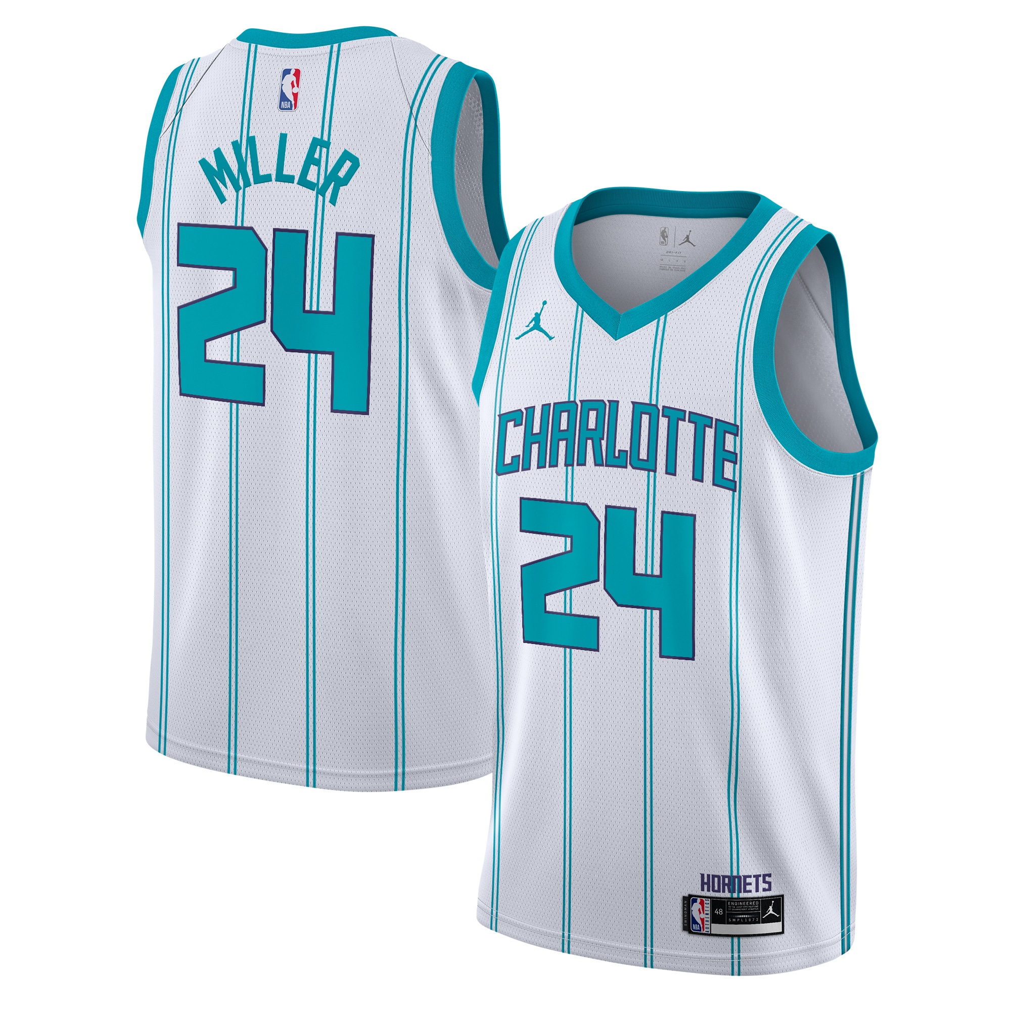 Charlotte Hornets Jordan Brand Association Edition Swingman White Brandon Mille NBA Jersey Youth