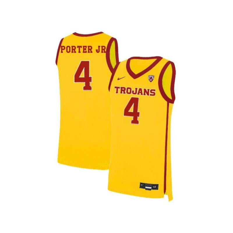 4 Kevin Porter Jr Yellow Elite USC Trojans NCAA Jersey Men's