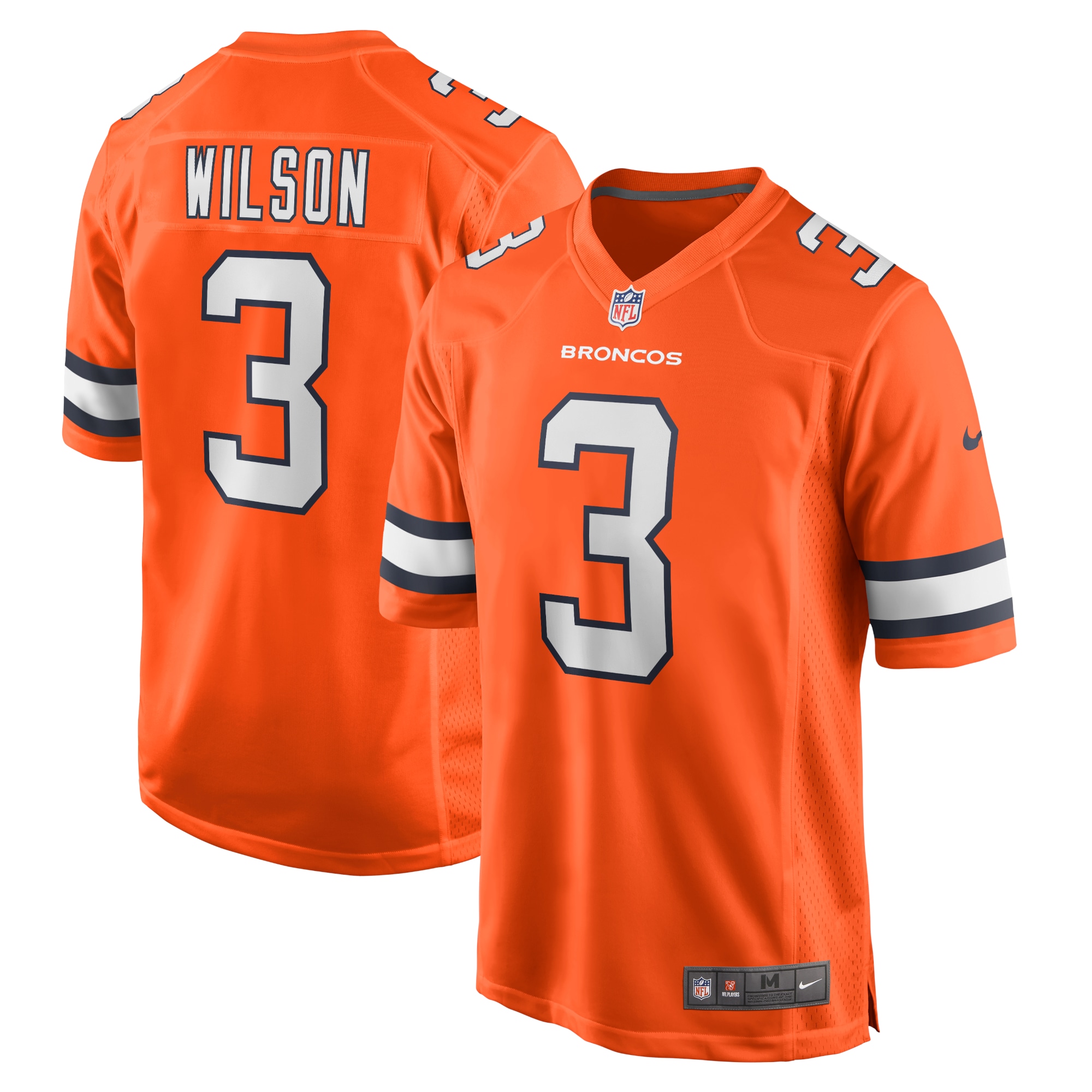Denver Broncos Russell Wilson Orange Alternate Game NFL Jersey Men's