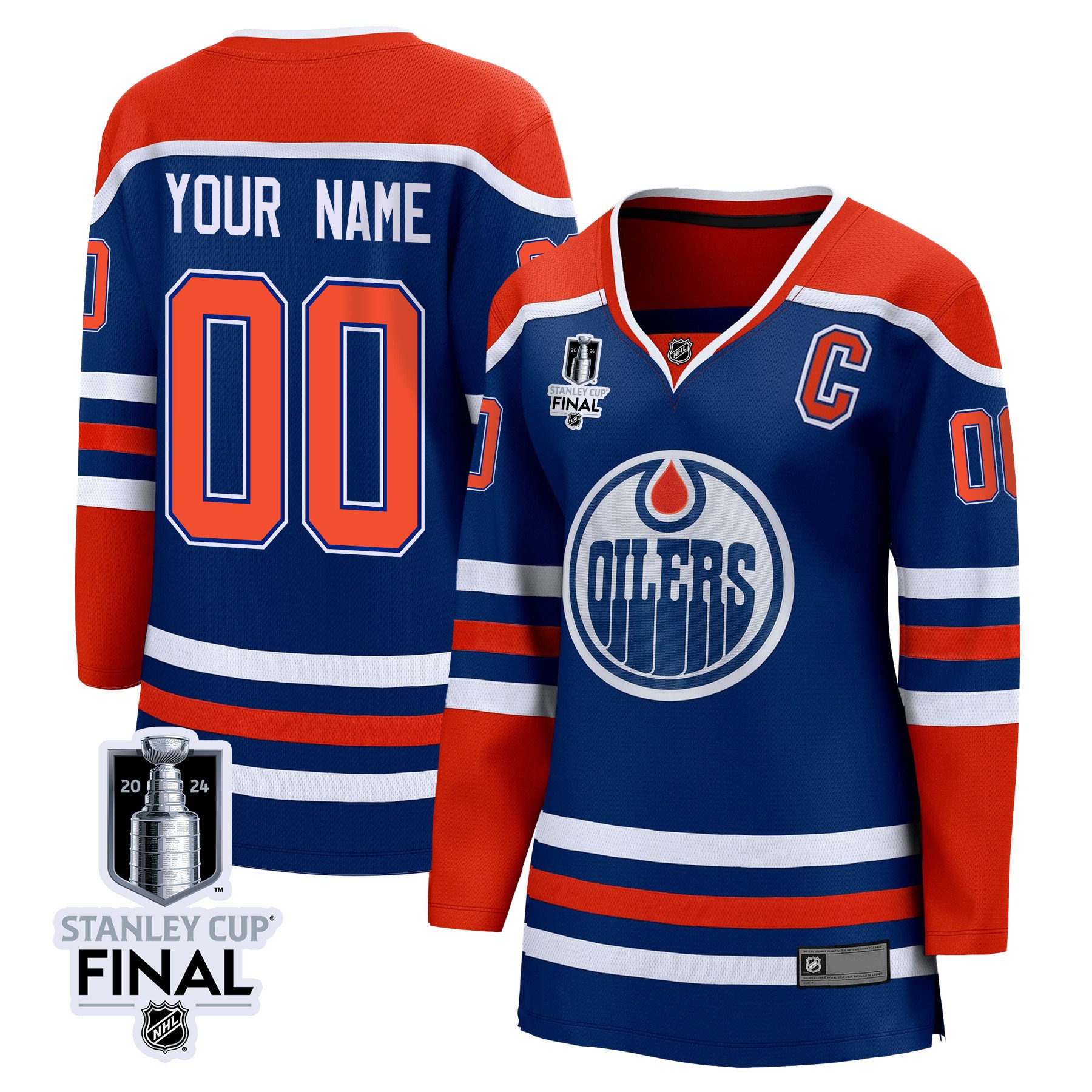 Edmonton Oilers 2024 STANLEY CUP Final Home Custom Royal NHL Jersey Women's