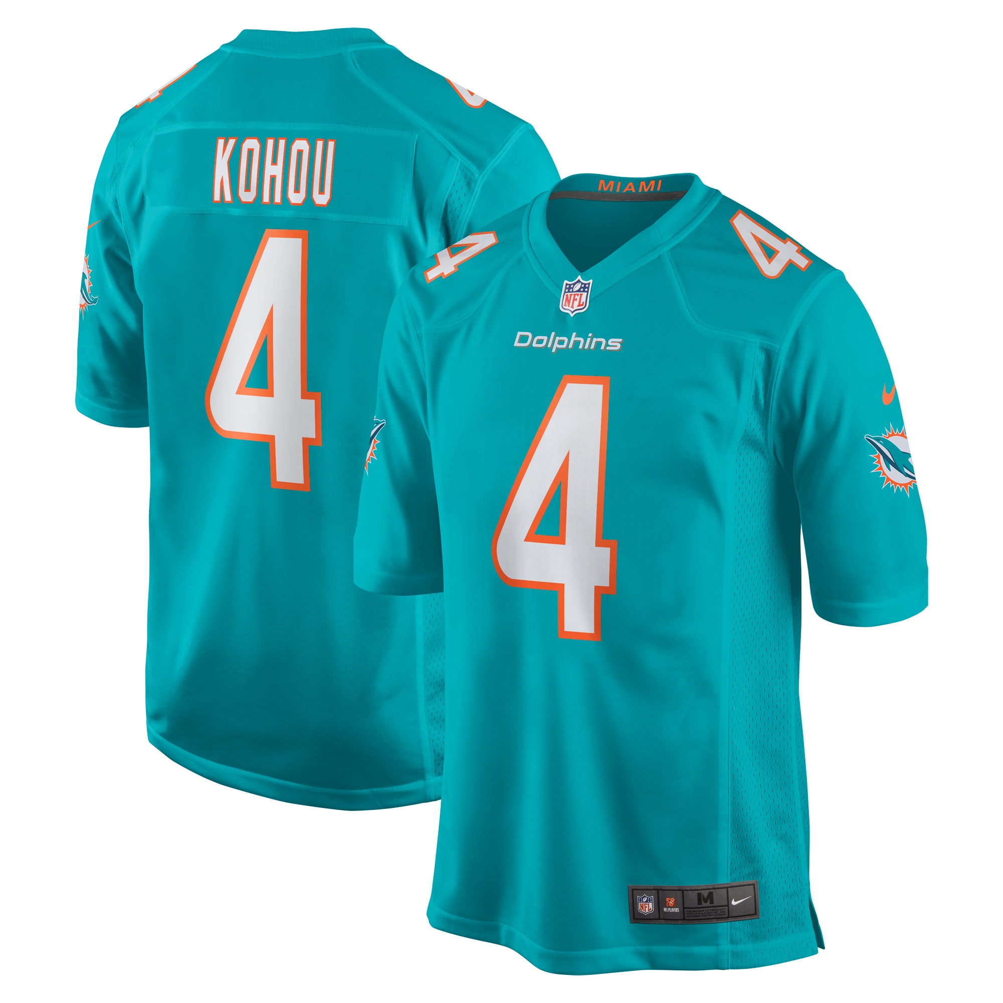Miami Dolphins Kader Kohou Aqua Game Player NFL Jersey Men's