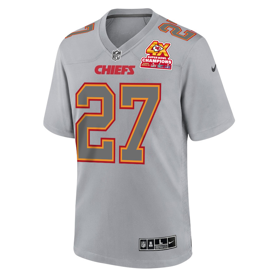 Chamarri Conner 27 Kansas City Chiefs Super Bowl LVIII Champions 4X Atmosphere Fashion Game Gray NFL Jersey Men's