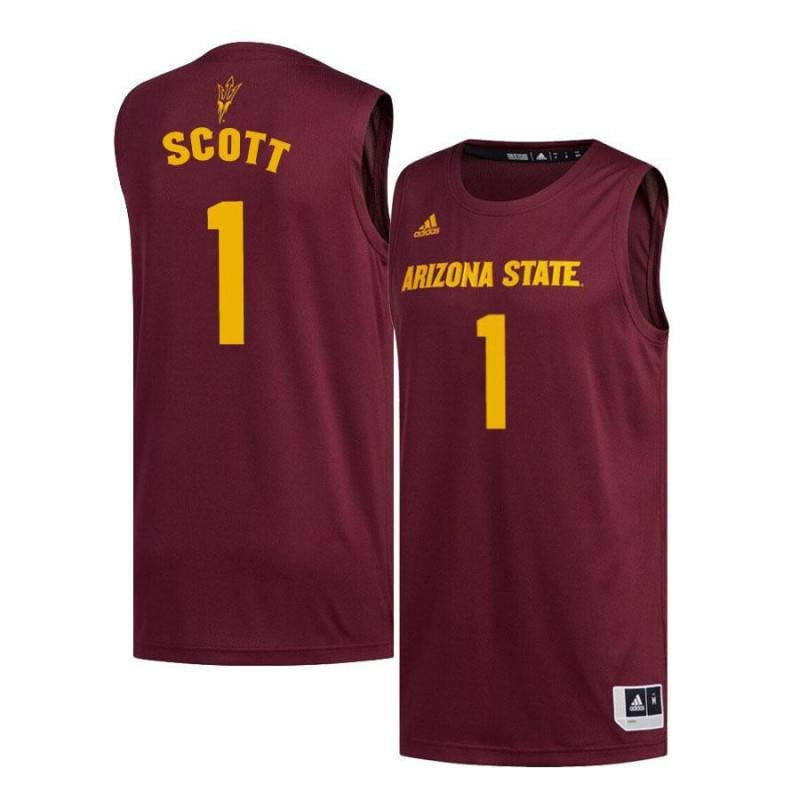 1 Roosevelt Scott Maroon Arizona State Sun Devils NCAA Jersey Men's