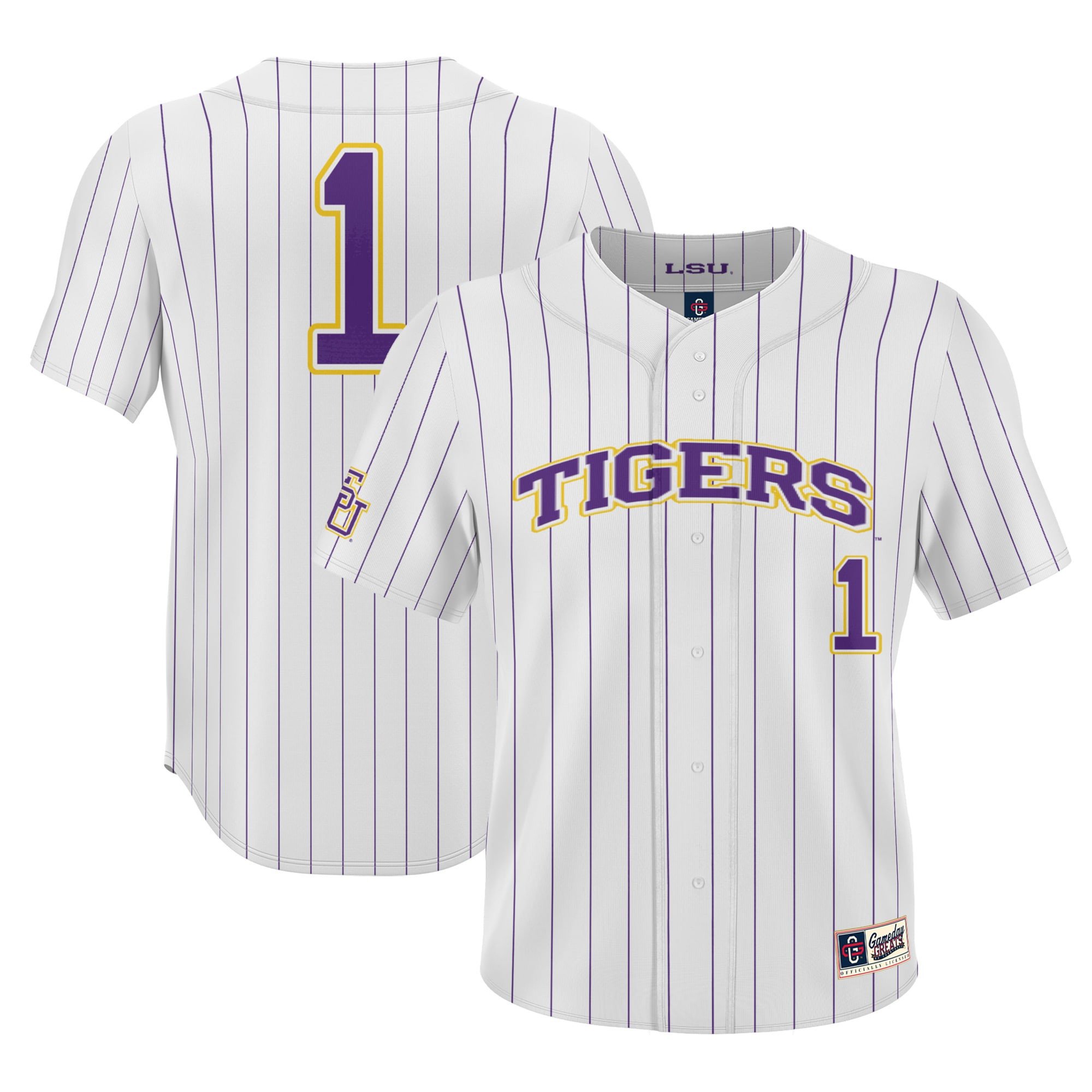 LSU Tigers ProSphere Baseball Me White #1 NCAA Jersey Men's