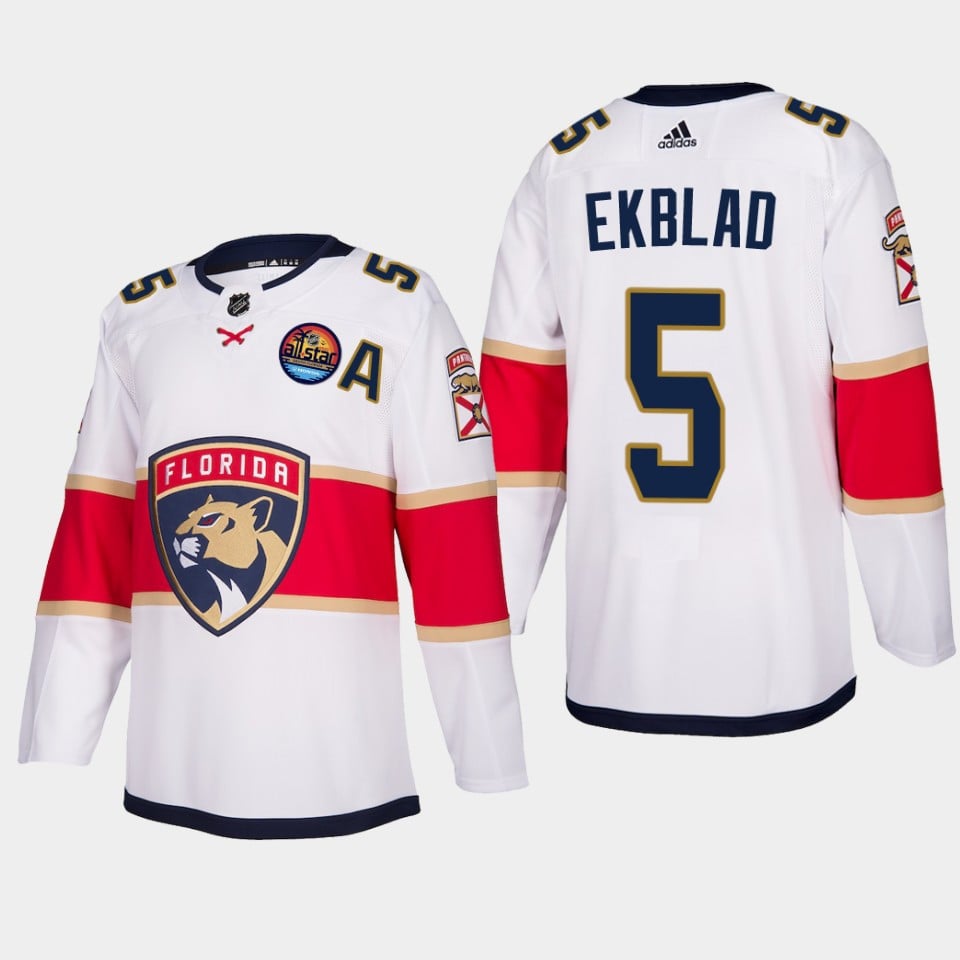 Florida Panthers Aaron Ekblad 5 2023 All Star Patch Away White NHL Jersey Men's