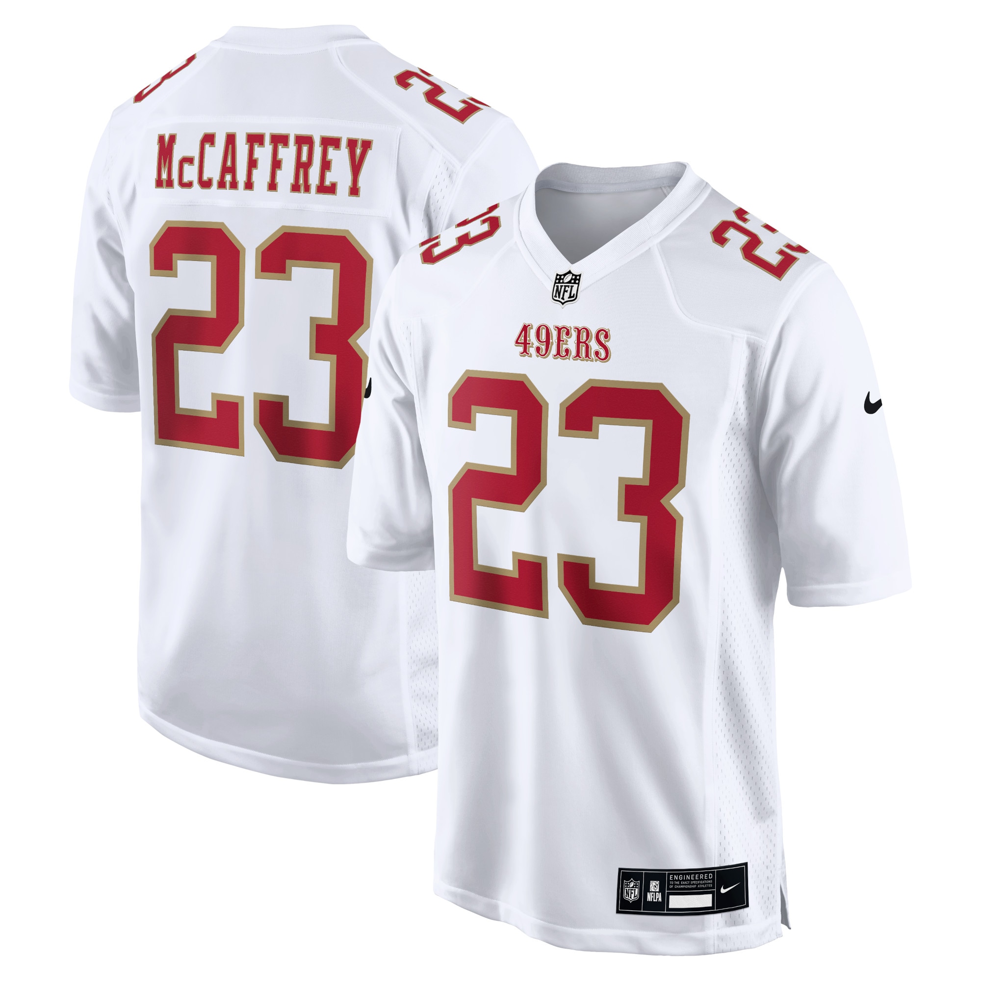 San Francisco 49ers Christian McCaffrey Tundra White Fashion Game NFL Jersey Men's