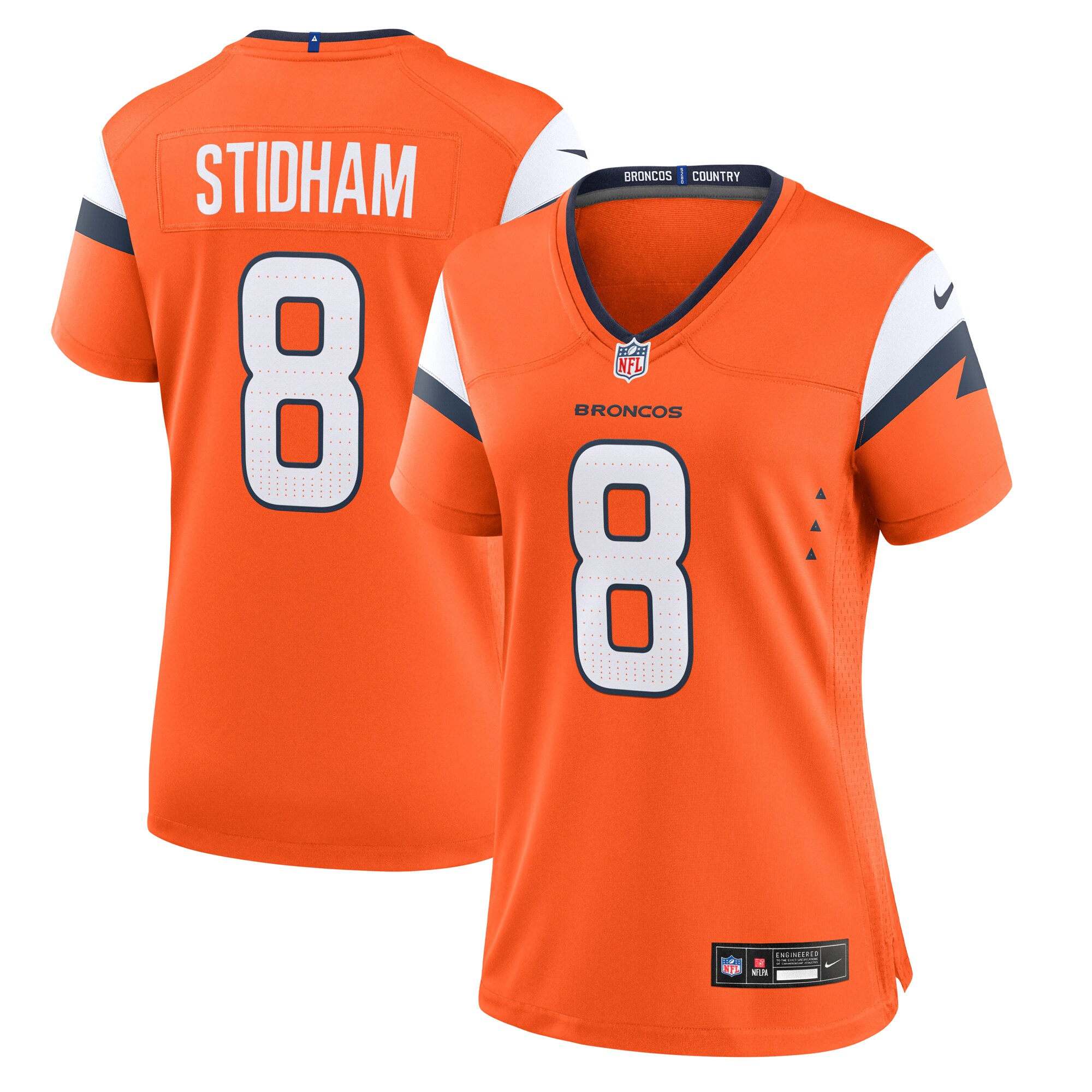 Denver Broncos Jarrett Stidham Orange Team Game NFL Jersey Women's