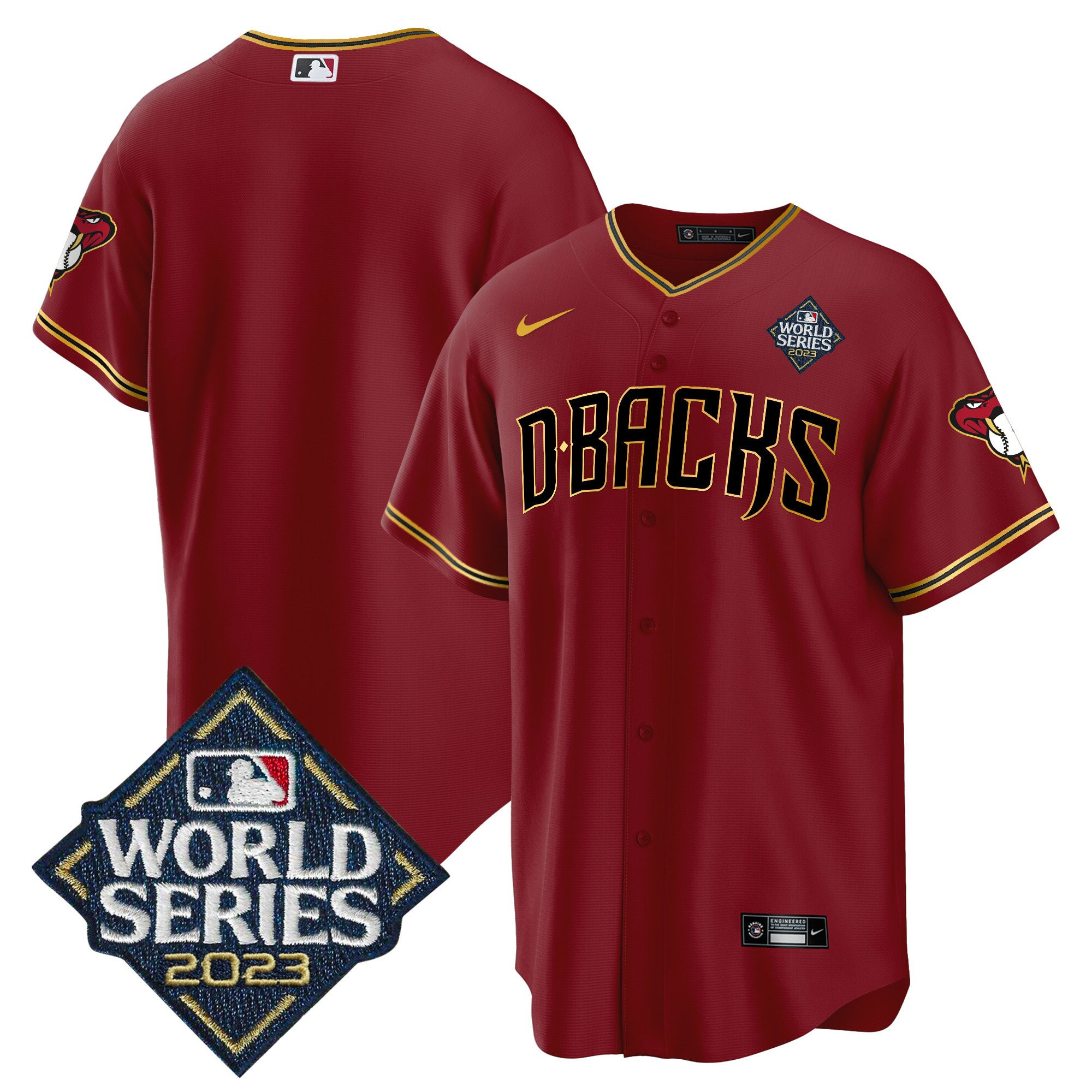 Arizona Diamondbacks 2023 World Series Crimson Gold MLB Jersey Men's