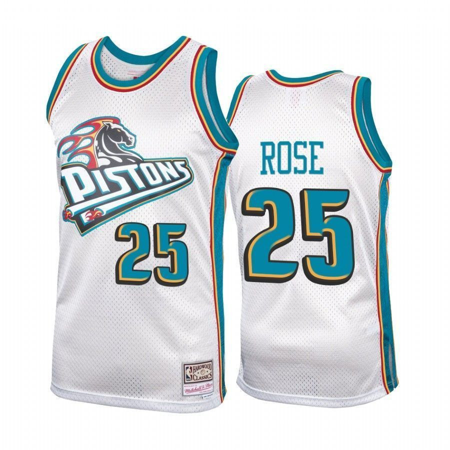 Detroit Pistons Derrick Rose 25 Platinum Hardwood Classics NBA Jersey Men's