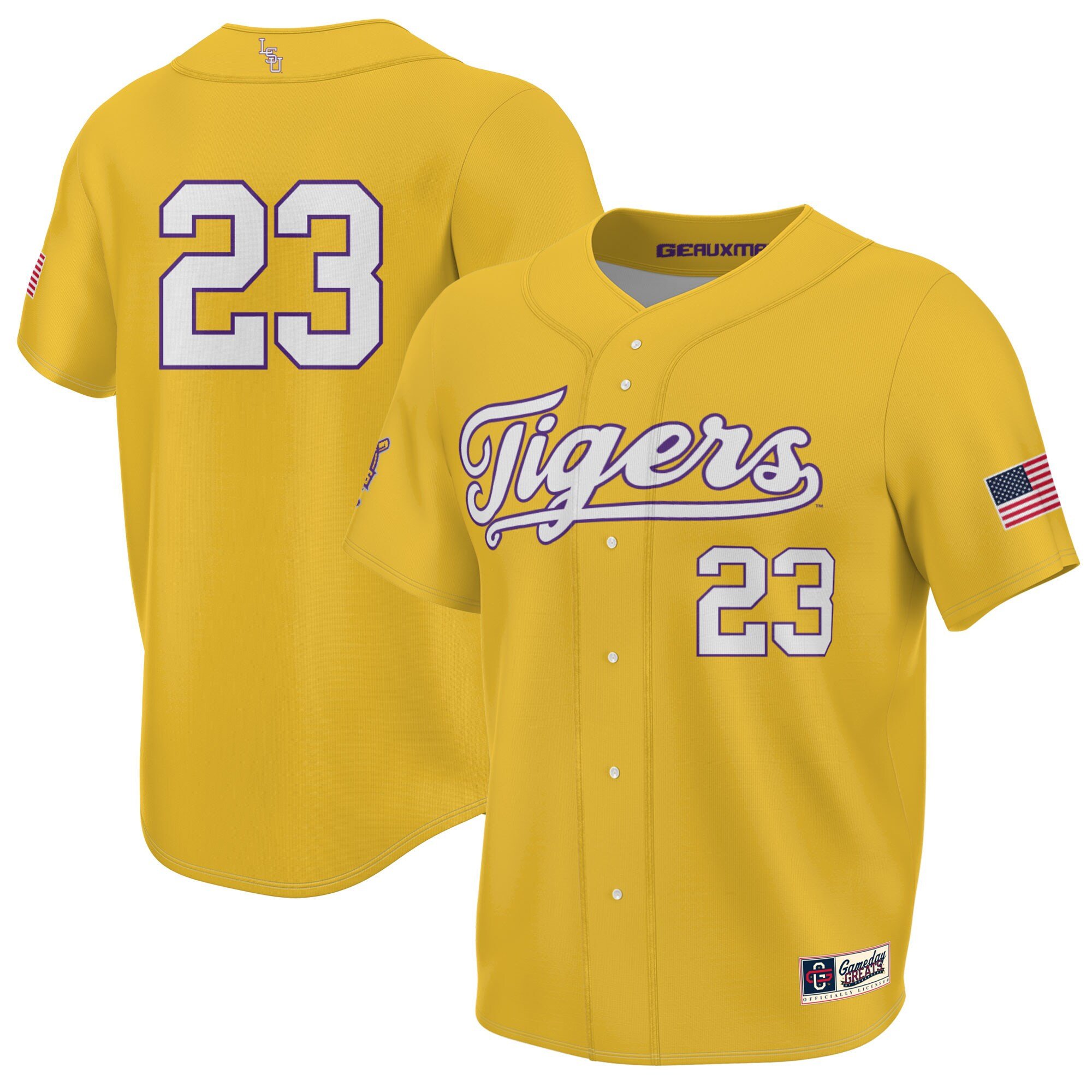 LSU Tigers 2023 World Series Champions Gold #23 NCAA Jersey Men's