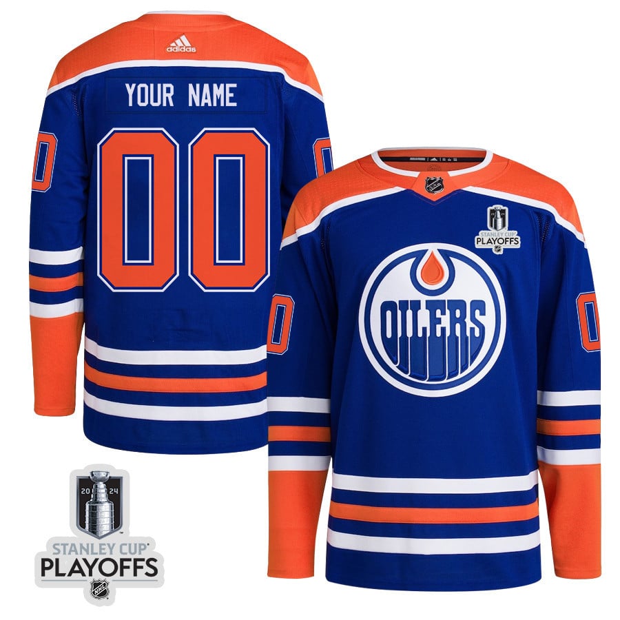 Edmonton Oilers 2024 Playoffs Patch Home Custom Men NHL Jersey Men's