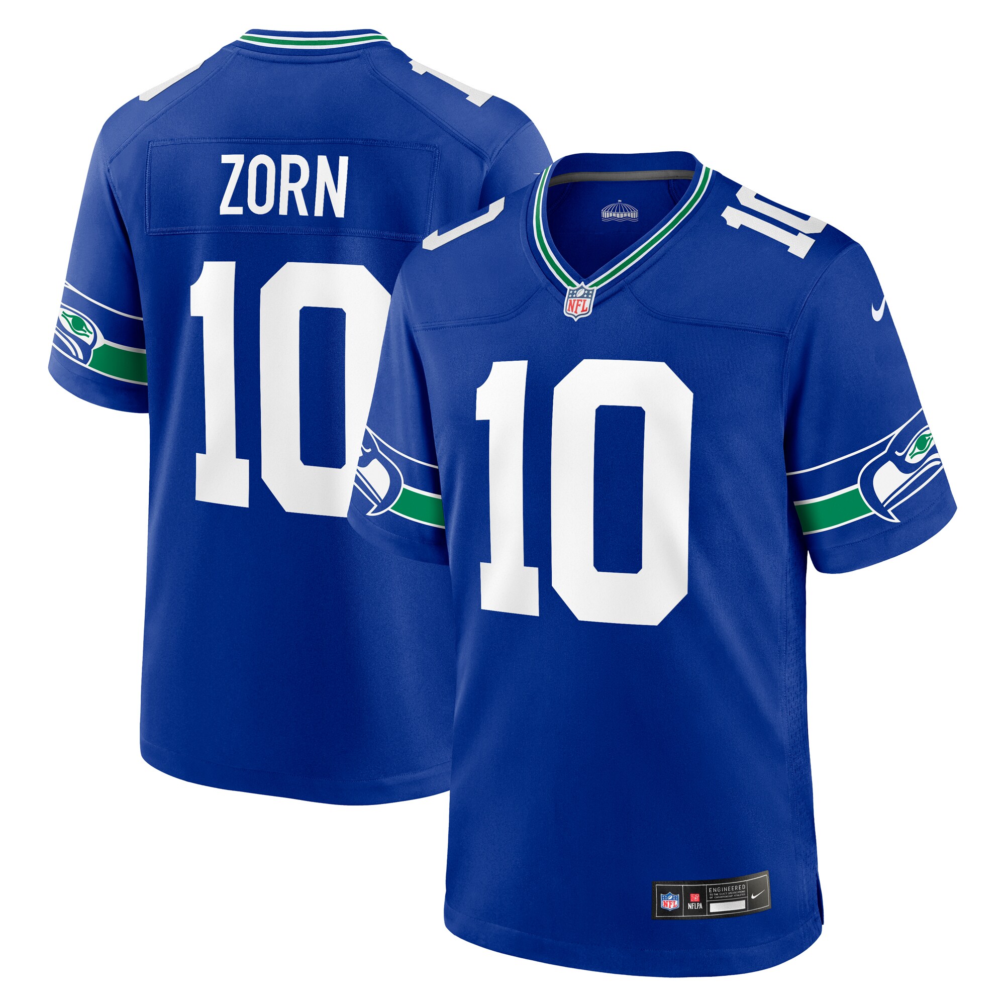 Seattle Seahawks Jim Zorn Royal Throwback Retired Player Game NFL Jersey Men's