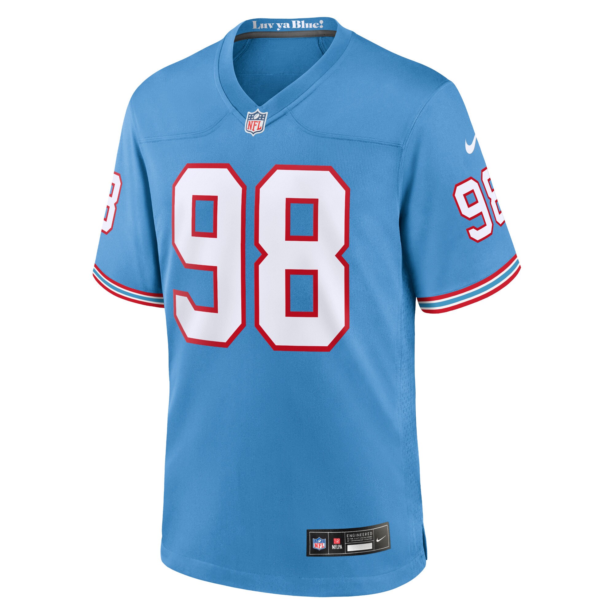 Tennessee Titans Jeffery Simmons Light Blue Oilers Throwback Alternate Game Player NFL Jersey Men's