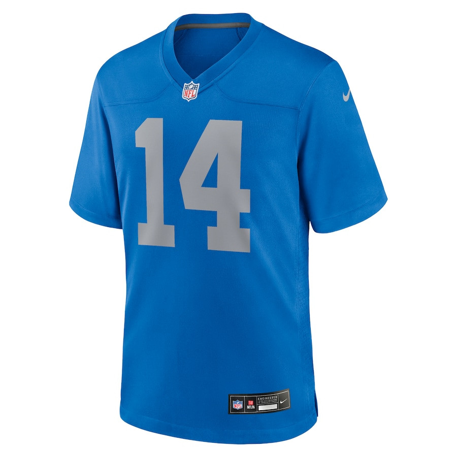 Amon-Ra St. Brown 14 Detroit Lions Alternate Game Blue NFL Jersey Men's