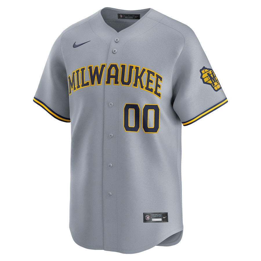 Milwaukee Brewers Away Limited Custom Gray MLB Jersey Men's