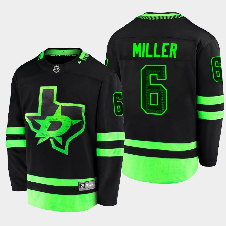 Colin Miller 6 Dallas Stars Blackout Alternate Third Black NHL Jersey Men's