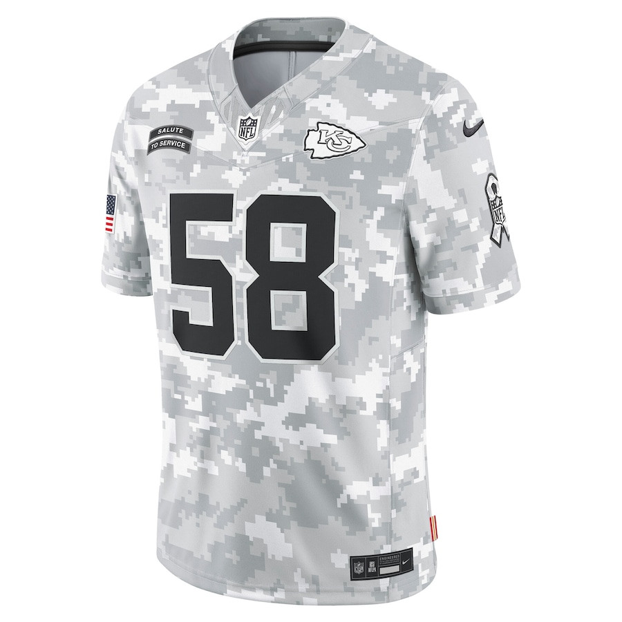 Derrick Thomas 58 Kansas City Chiefs 2024 Salute to Service Retired Player Limited Arctic Camo NFL Jersey Men's