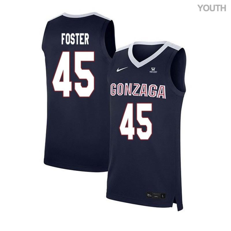 45 Will Foster Navy Elite Gonzaga Bulldogs NCAA Jersey Youth