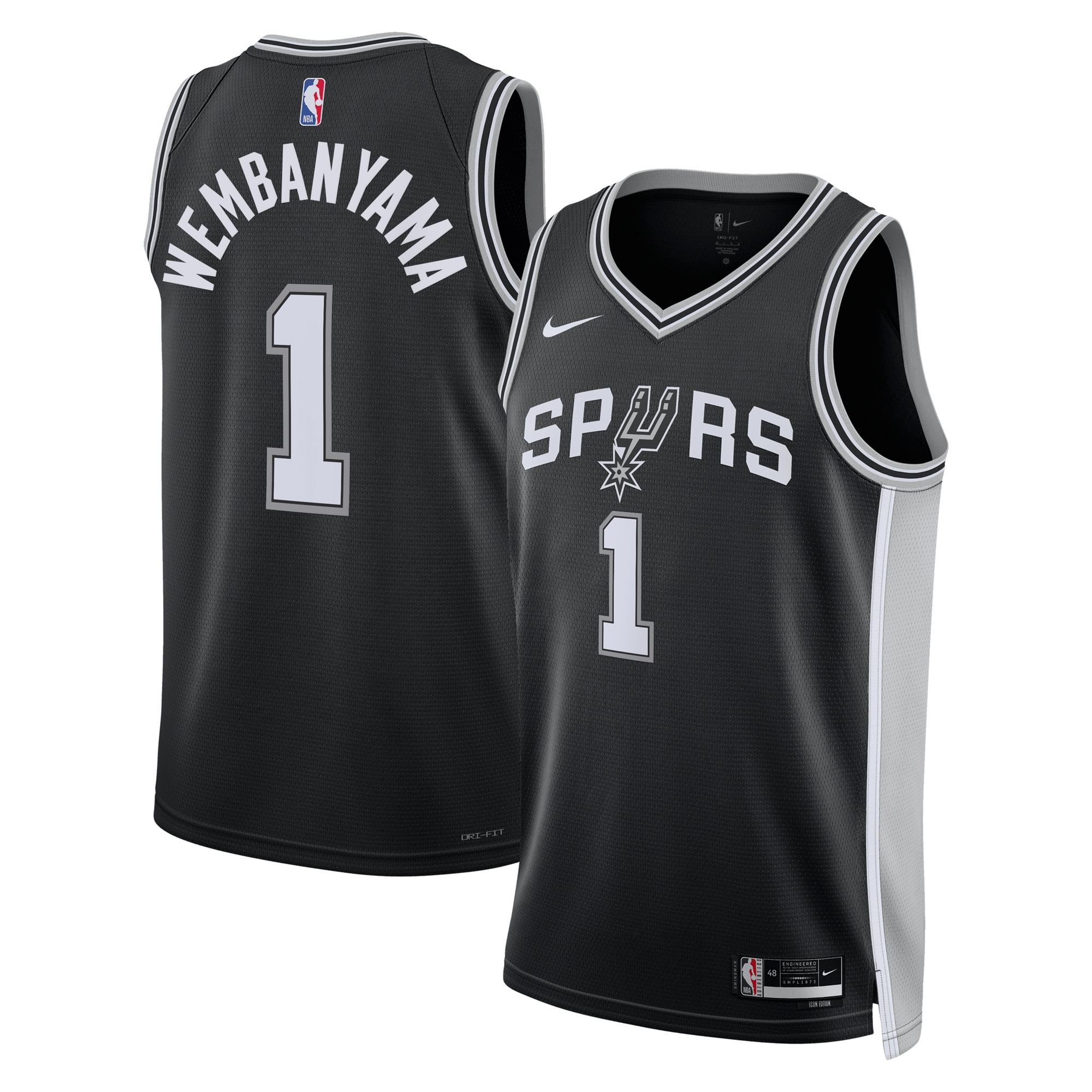 San Antonio Spurs Icon Edition Swingman Black Victor Wembanyam Unisex NBA Jersey Unisex