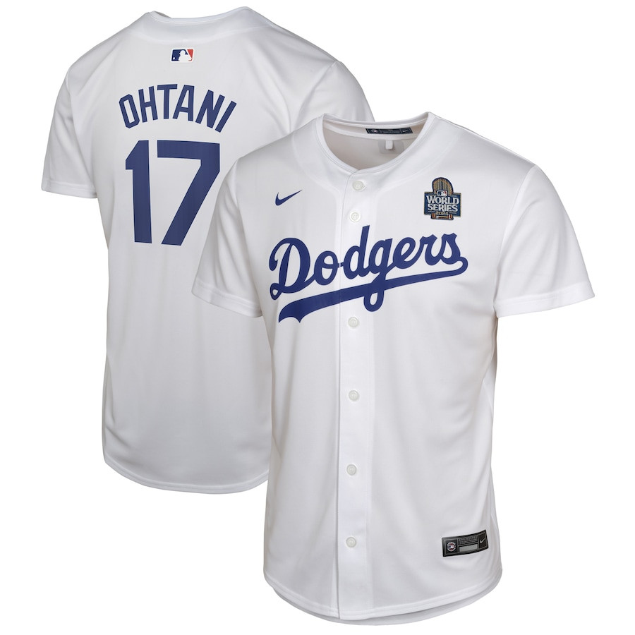 Shohei Ohtani 17 Los Angeles Dodgers 2024 World Series Game White MLB Jersey Youth