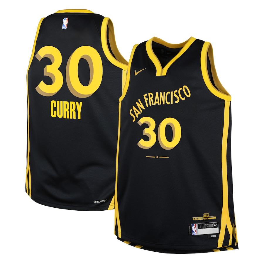 Stephen Curry 30 Golden State Warriors 2023/24 City Edition Swingma Black NBA Jersey Youth