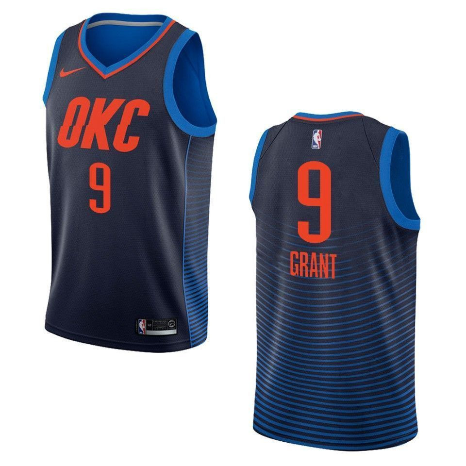 Oklahoma City Thunder 9 Jerami Grant Statement Swingman Navy NBA Jersey Men's
