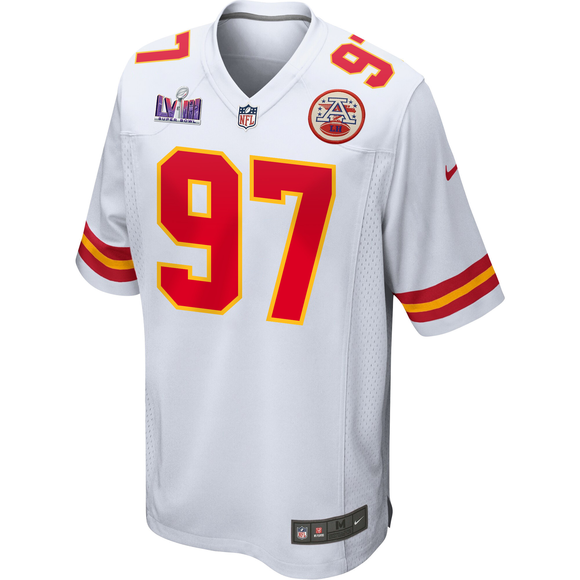Felix Anudike-Uzomah 97 Kansas City Chiefs Super Bowl LVIII Patch Game White NFL Jersey Men's
