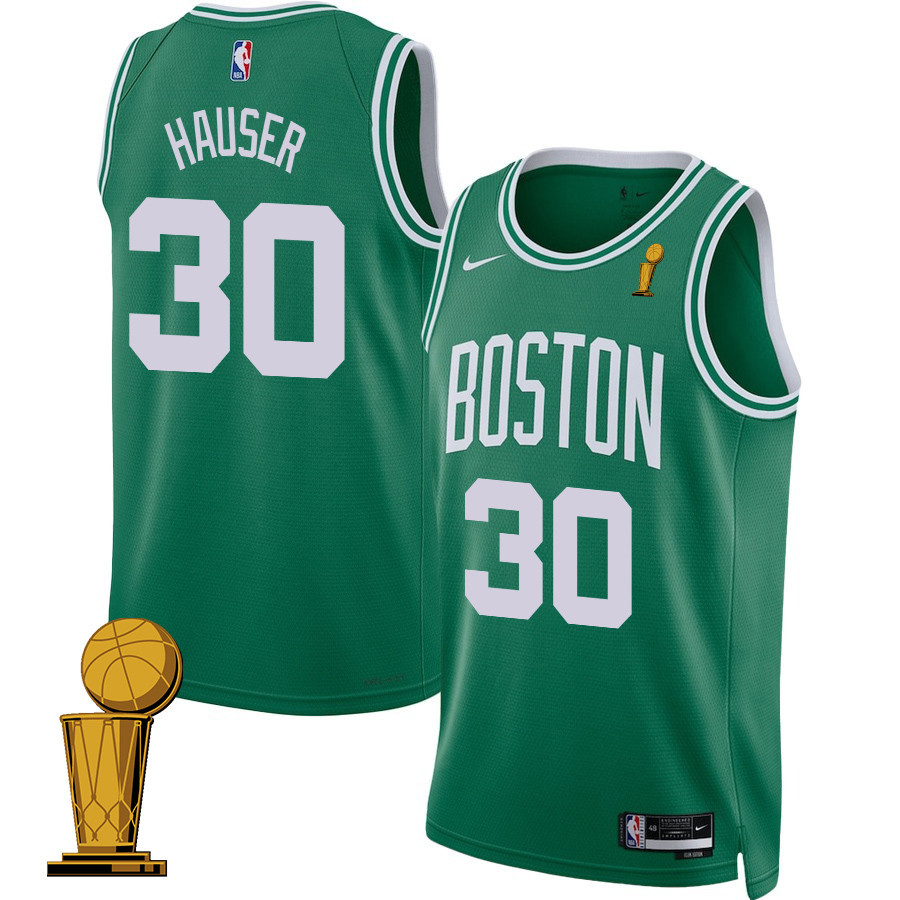 Sam Hauser 30 Boston Celtics 2024 FINALS CHAMPIONS Icon Edition Kelly Green NBA Jersey Men's
