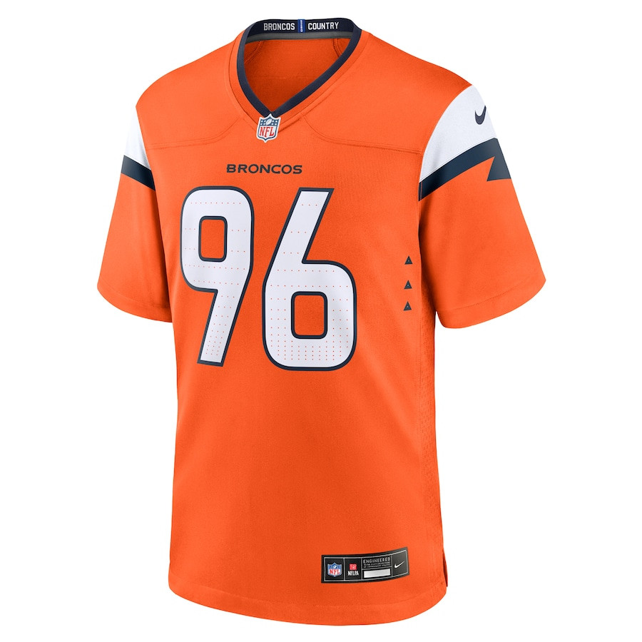 Eyioma Uwazurike 96 Denver Broncos Team Game Orange NFL Jersey Men's
