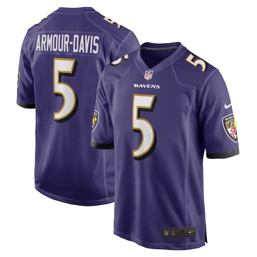 Jalyn Armour-Davis 5 Baltimore Ravens Game Purple NFL Jersey Men's