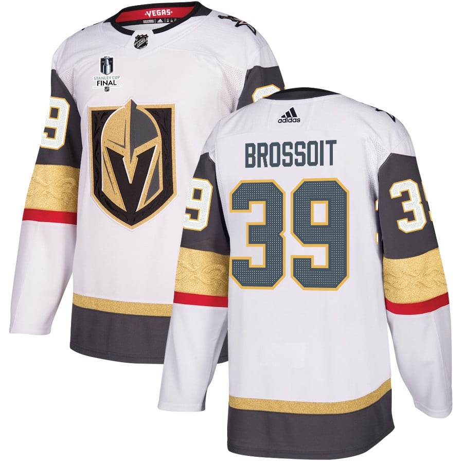 Laurent Brossoit 39 Vegas Golden Knights Stanley Cup 2023 Final Patch Away Breakaway White NHL Jersey Men's