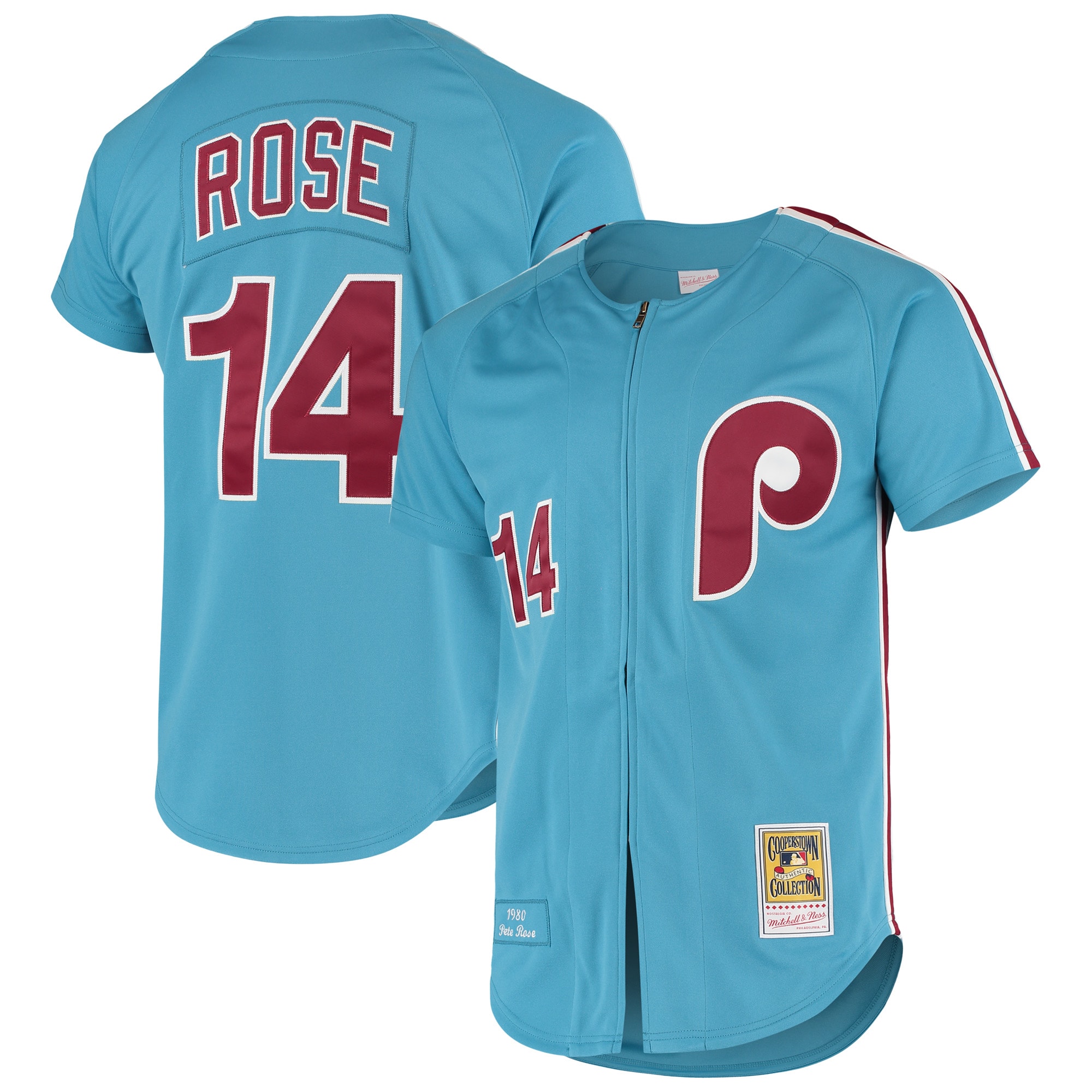 Philadelphia Phillies Pete Rose Mitchell Ness Light Blue Cooperstown Collection MLB Jersey Men's