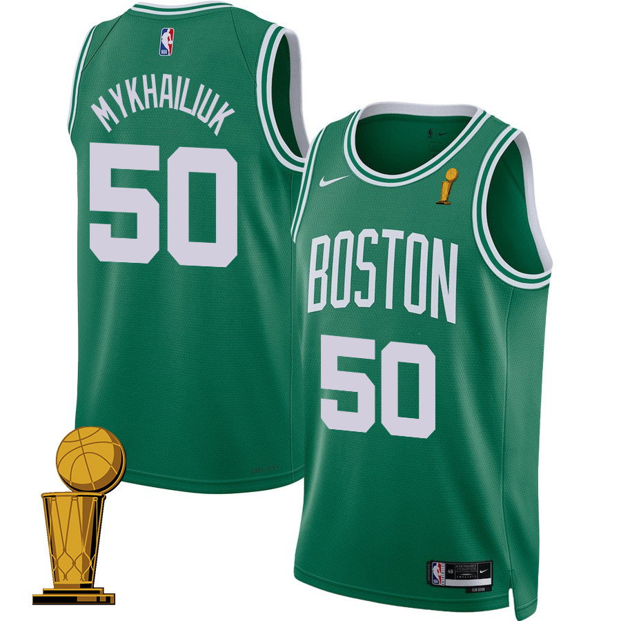 Svi Mykhailiuk 50 Boston Celtics 2024 FINALS CHAMPIONS Icon Edition Kelly Green NBA Jersey Men's