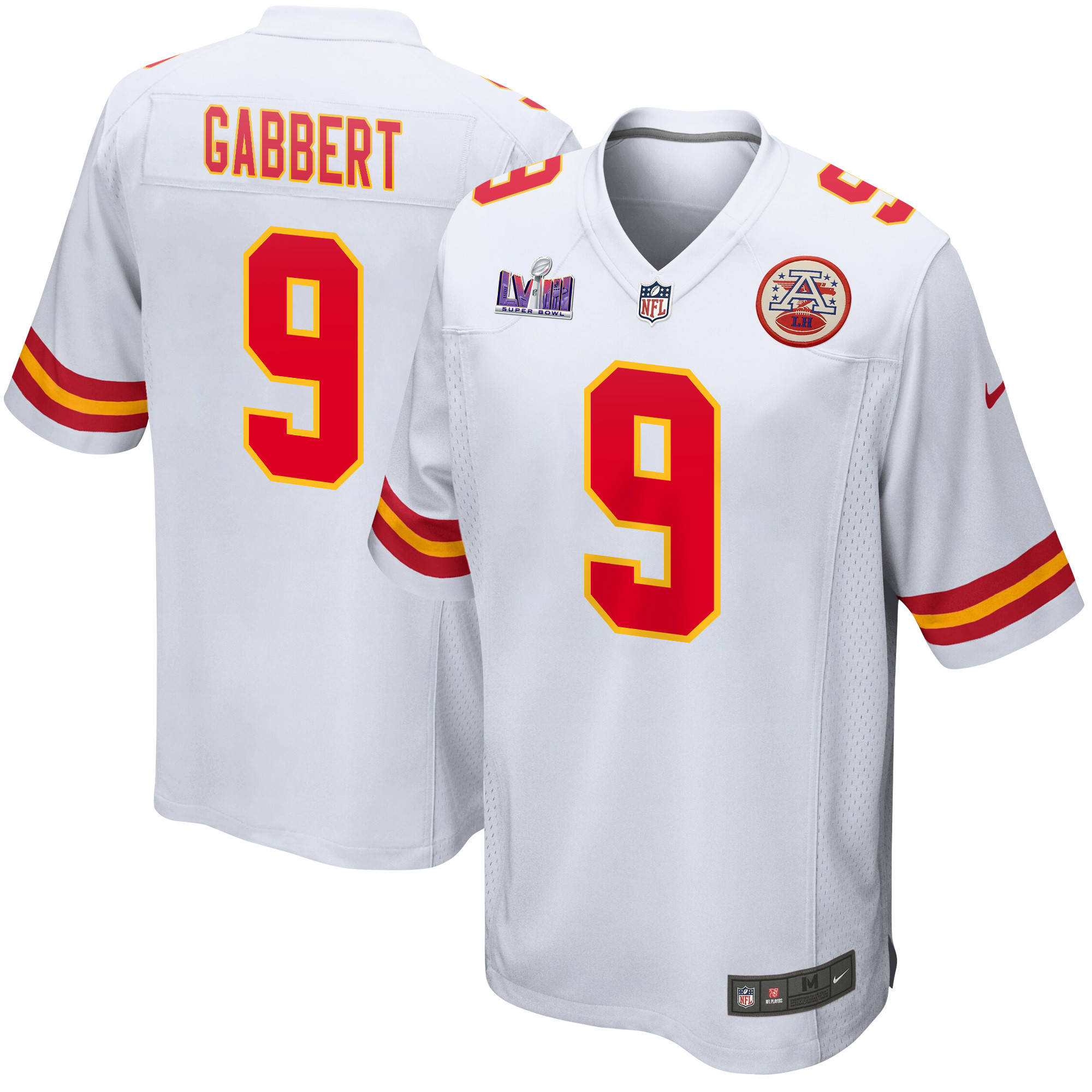 Blaine Gabbert 9 Kansas City Chiefs Super Bowl LVIII Patch Game White NFL Jersey Men's