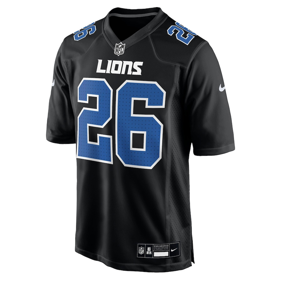 Jahmyr Gibbs 26 Detroit Lions Fashion Carbon Black NFL Jersey Men's