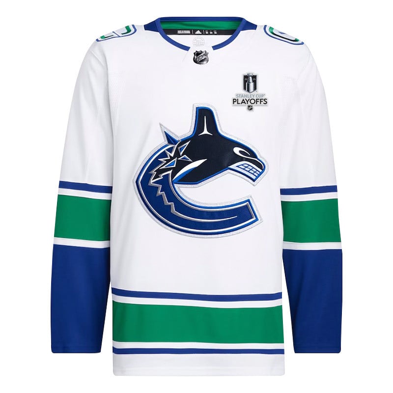 Vancouver Canucks 2024 Playoffs Patch Away White NHL Jersey Men's