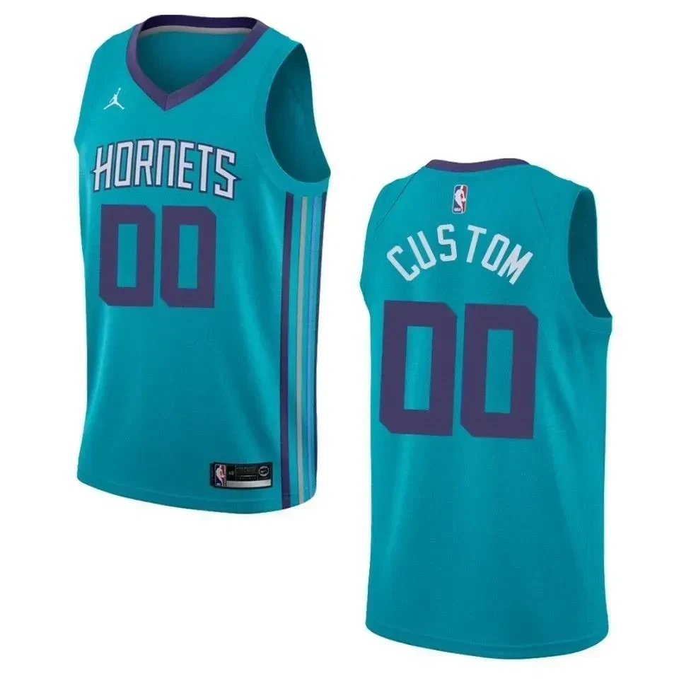 Charlotte Hornets 00 Custom Icon Swingman Teal NBA Jersey Men's