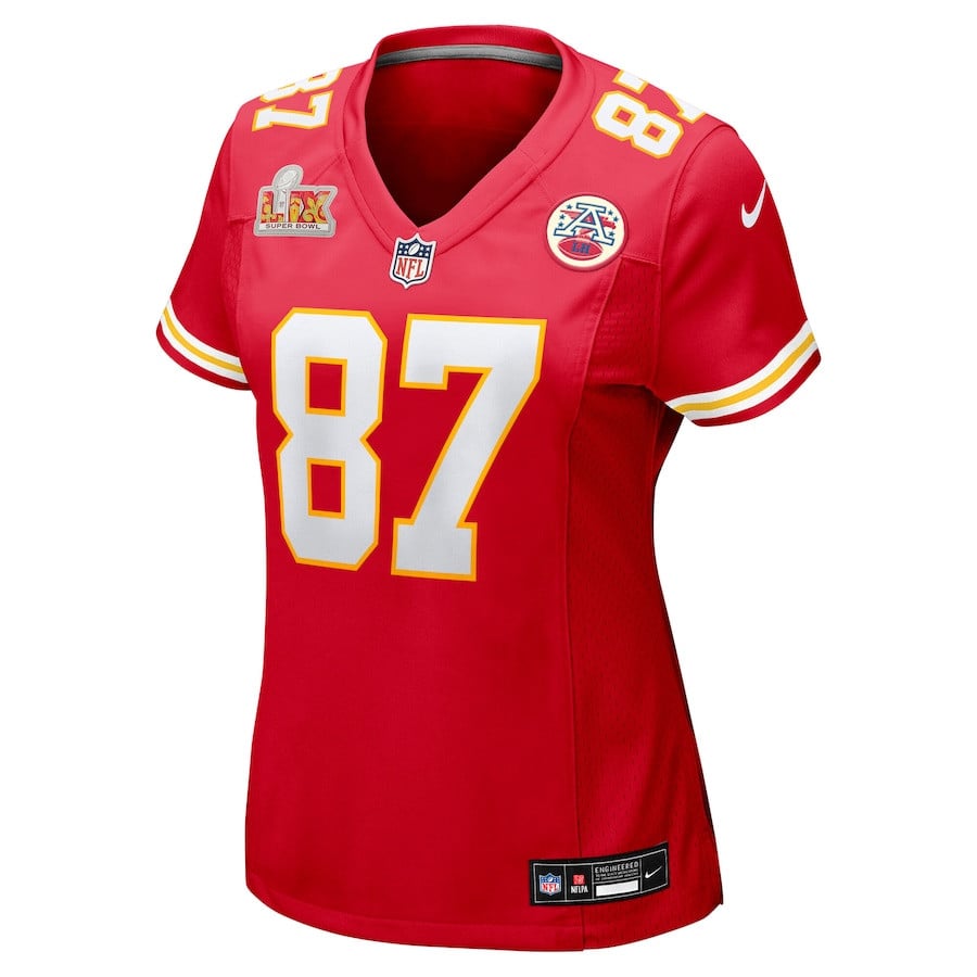 Travis Kelce 87 Kansas City Chiefs Super Bowl LIX Game Red NFL Jersey Women's
