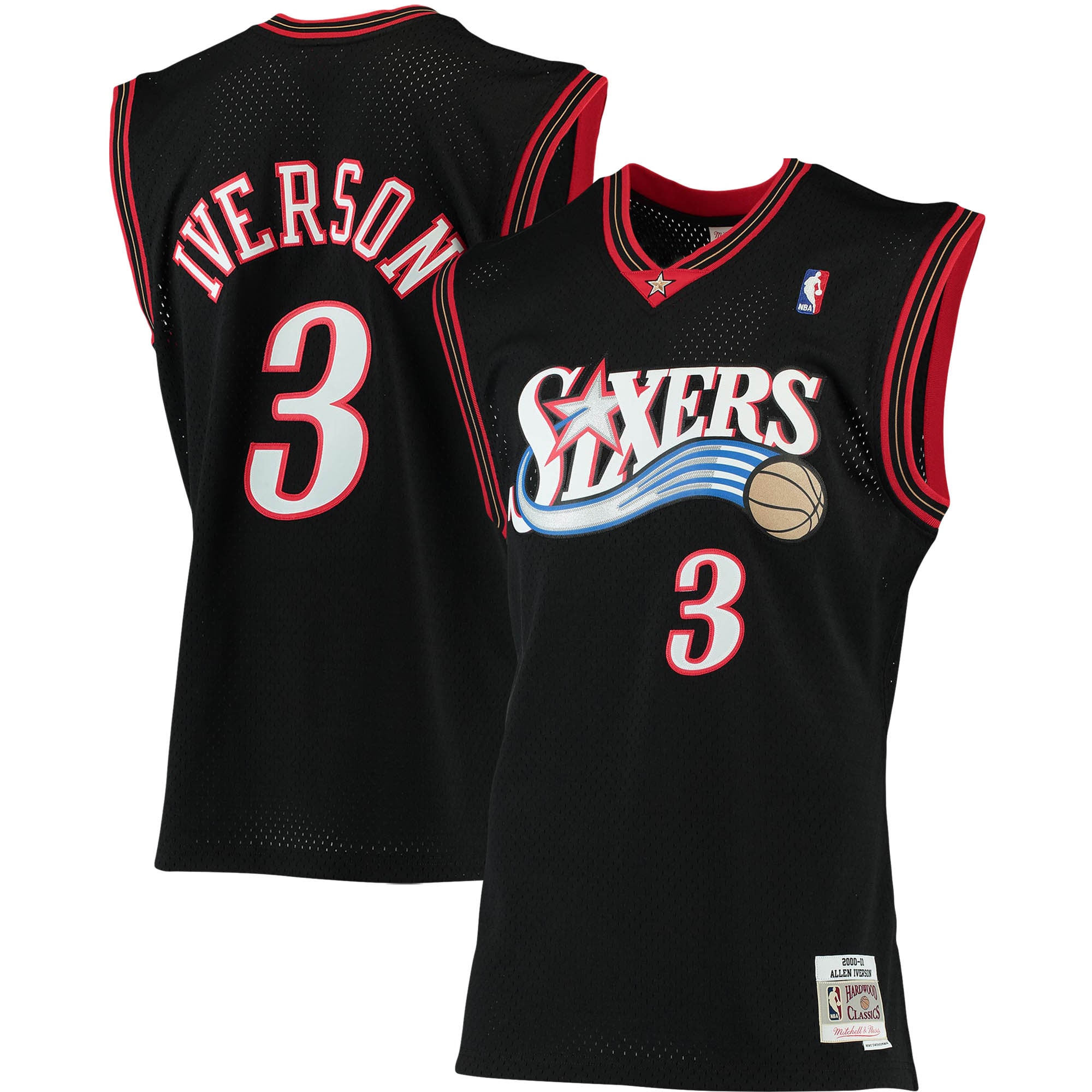 Mitchell Ness Allen Iverson Black Philadelphia 76ers Big Tall Hardwood Classics NBA Jersey Men's